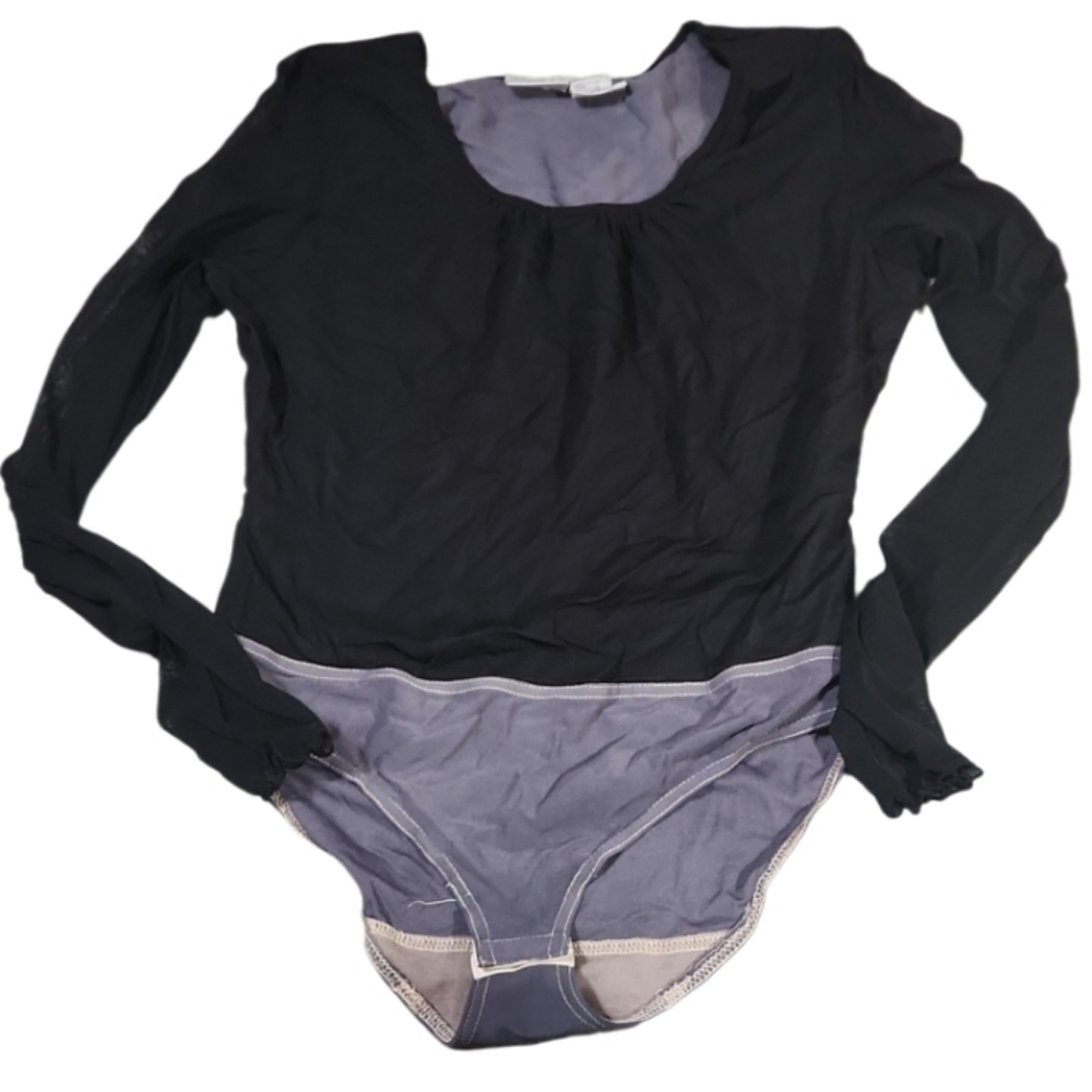 Bodysuit Snap Crotch Sheer Sleeved Vintage 90s Lg Newport News